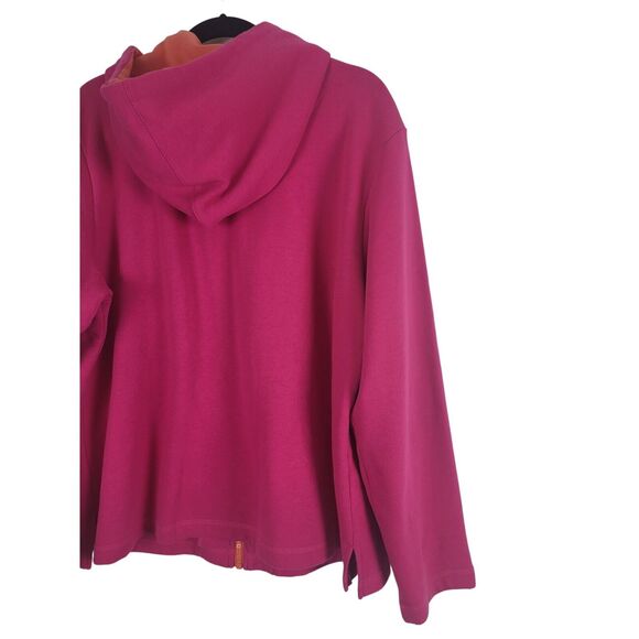 Quacker Factory Full Zip Hoodie XL Womens Long Sleeve Pink Jeweled Pocket Unique - Picture 11 of 13